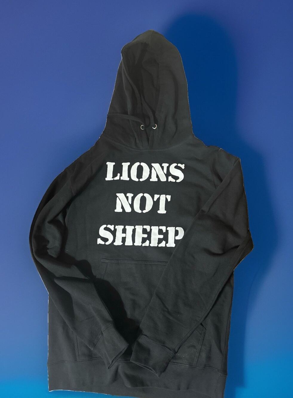 Lions Not Sheep Black Pullover Hoodie Sweatshirt Men's M LNS Patriot